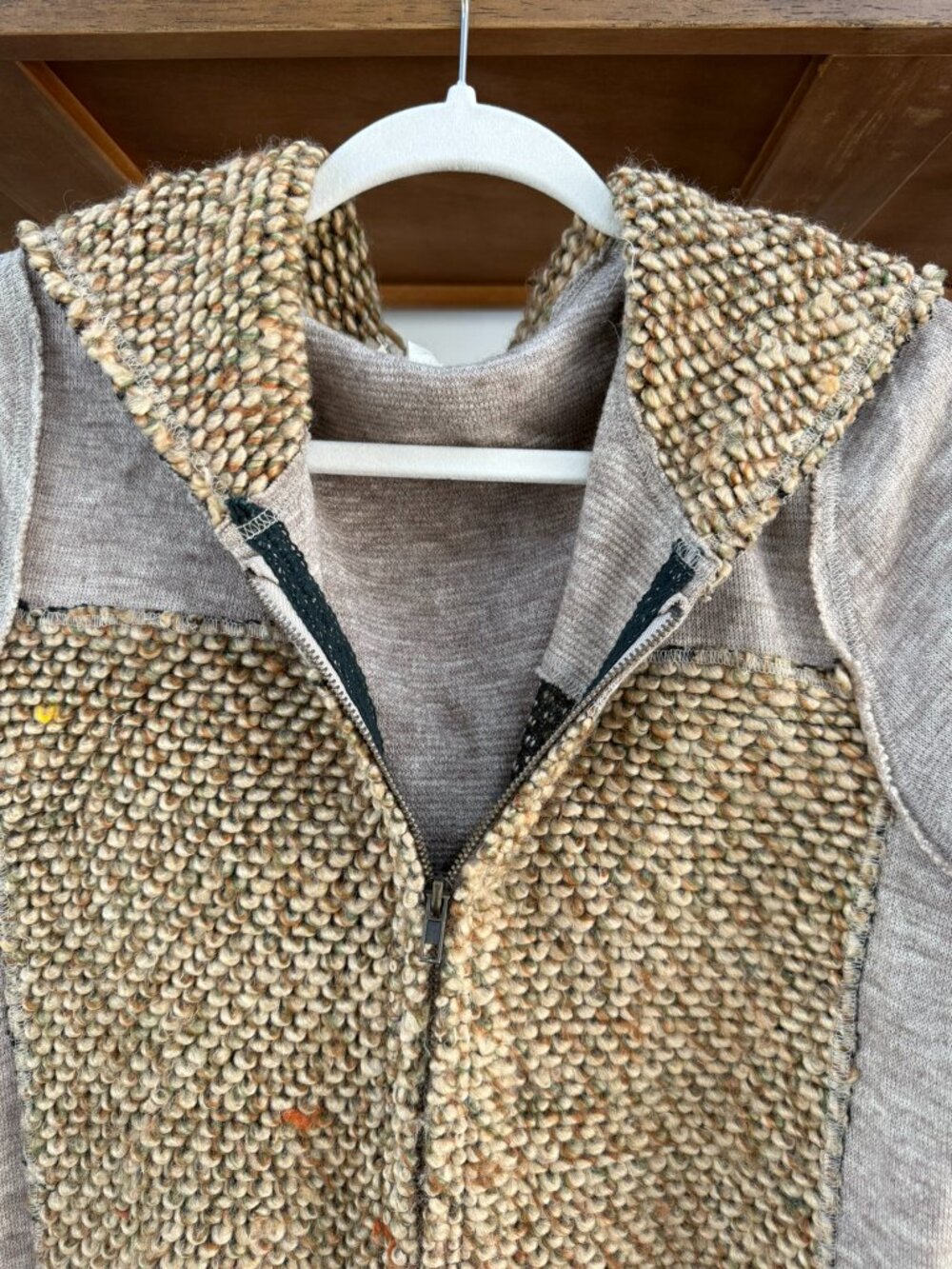 Mystree Mixed Texture Hooded Longline Cardigan Jacket Large - Picture 3 of 9
